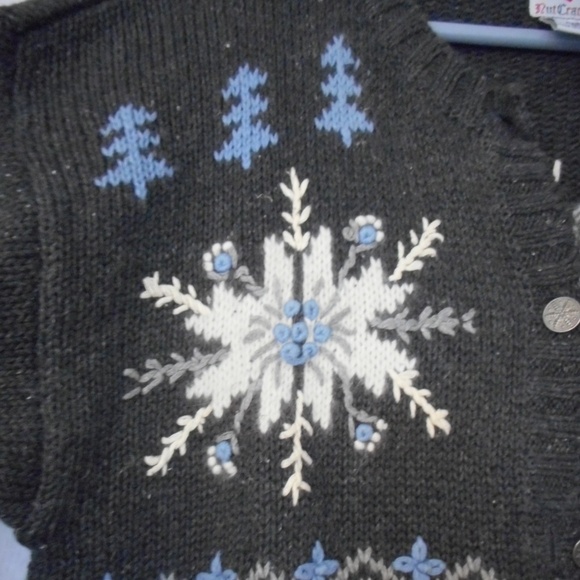 Size M Cotton blend Grey Snowflake Cardigan - Picture 4 of 8